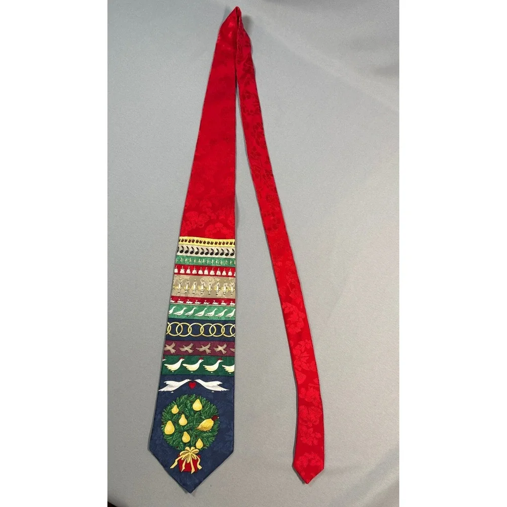 Mark Alexander Men's Silk Necktie Twelve Days of Christmas Holiday Party Festive